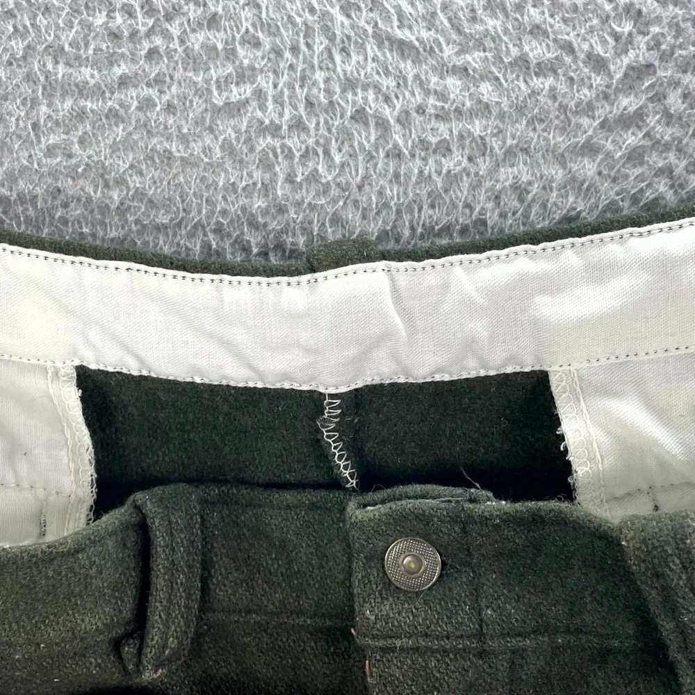 Vintage Wool Hunting Pants Mens 39x26* Green Outdoor Workwear Camp Uniform Retro